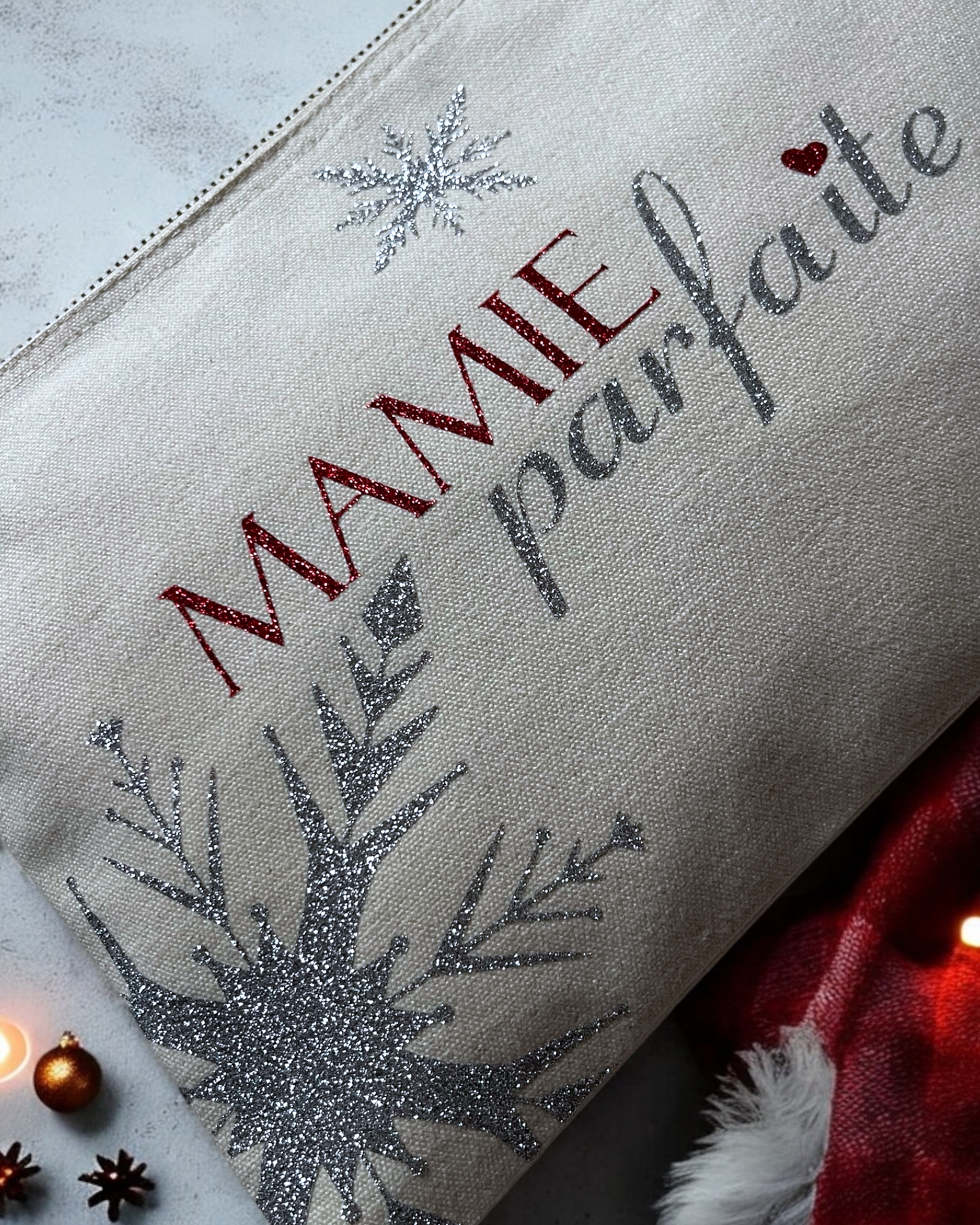 Pochette nature, Une mamie parfaite - marquage scintillant - hiver - Noël - 100% coton