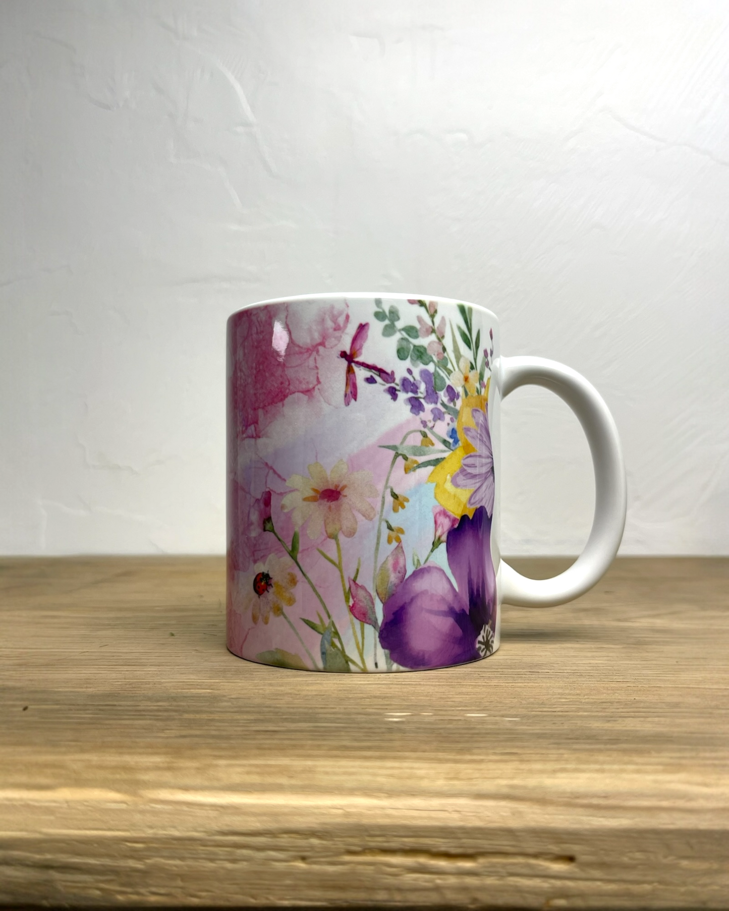 Mug en céramique 330ml, fleurs, prénom, personnalisable