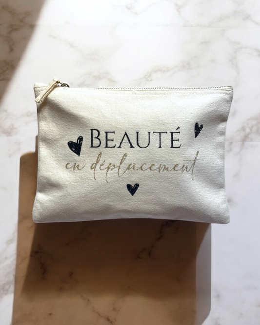 Pochette/trousse de voyage, Beauté en déplacement - marquage scintillant - 100% coton