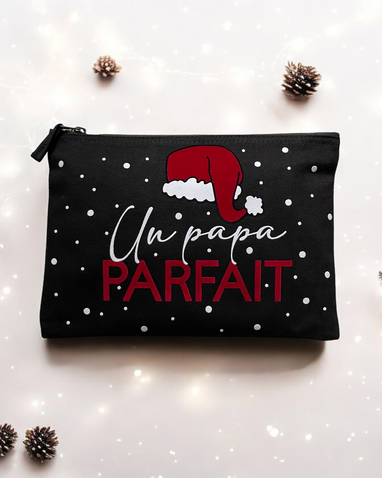 Pochette noire, Un papa parfait - marquage velours - Noël - 100% coton