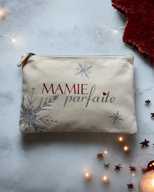 Pochette nature, Une mamie parfaite - marquage scintillant - hiver - Noël - 100% coton