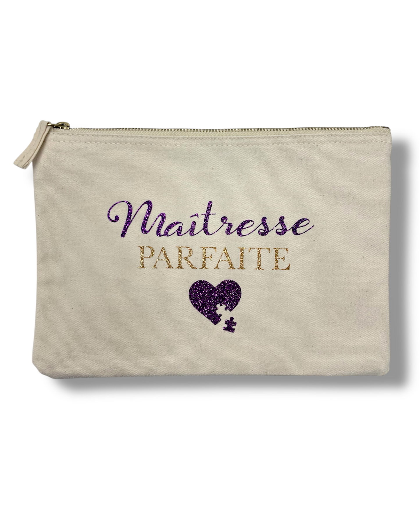 Pochette/trousse nature Maîtresse parfaite personnalisable - scintillant - cadeau scolaire