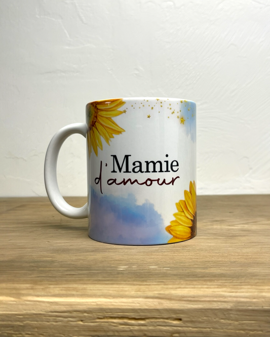 Mug en céramique 330ml, mamie d’amour tournesol, personnalisable