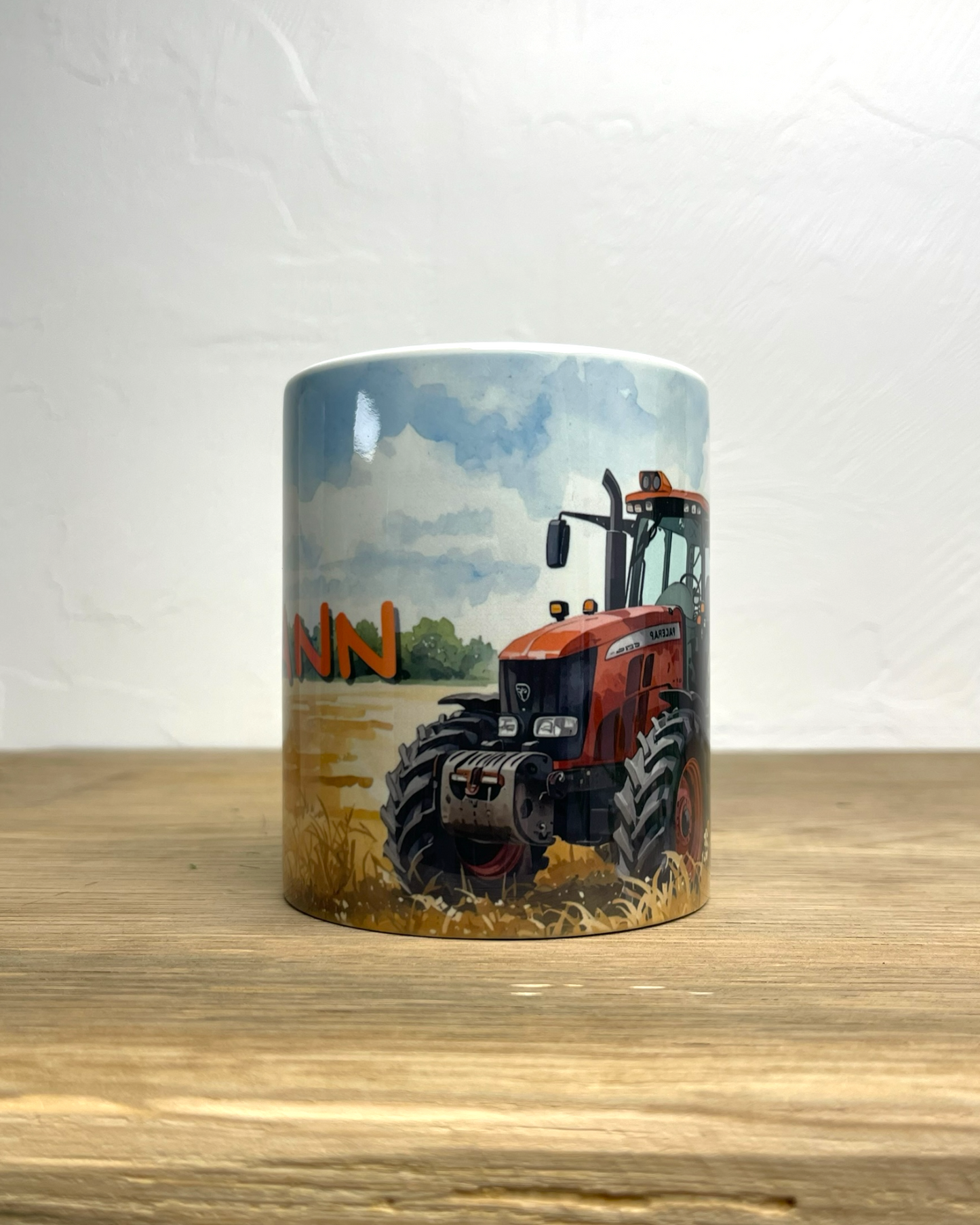 Mug en céramique 330ml, Tracteur, prénom personnalisable